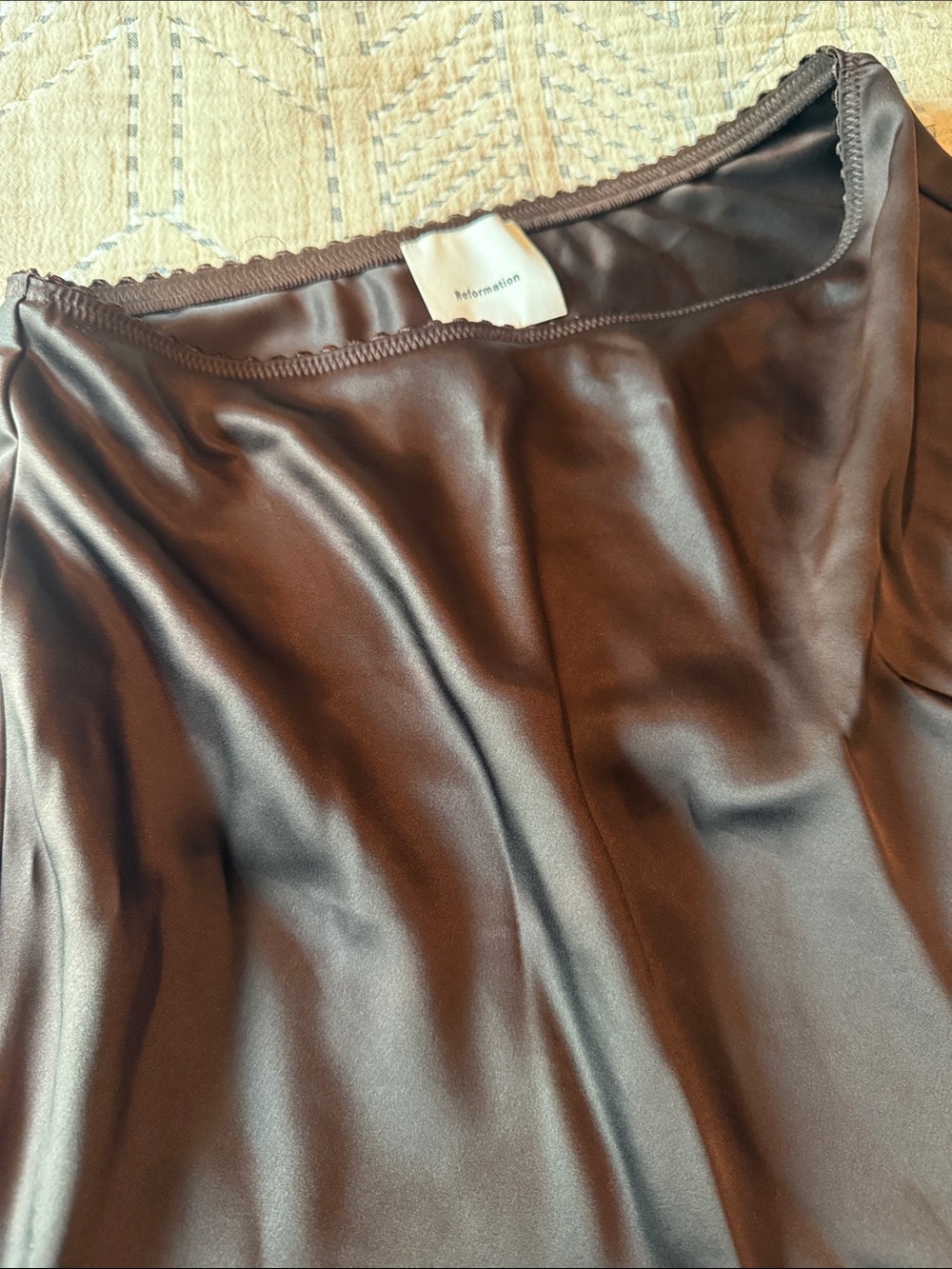 Reformation brown Satin A-Line Mini Skirt - Picture 4 of 4